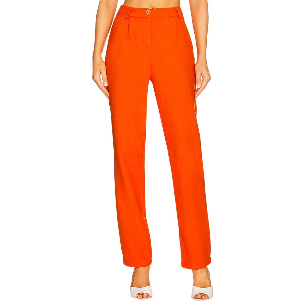 Valentina Shah Italy Orange Wide Leg Trouser Women's Size 2 High Rise Pants